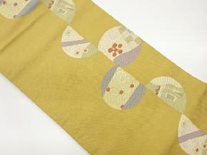 丸紋に花・抽象模様織出し名古屋帯